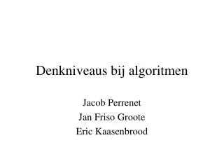 denkniveaus bij algoritmen