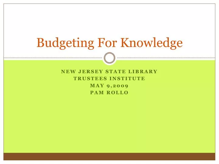 budgeting for knowledge