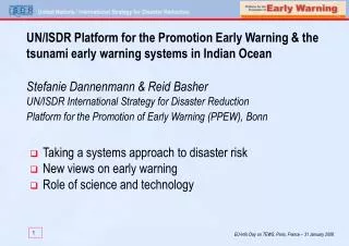Stefanie Dannenmann &amp; Reid Basher UN/ISDR International Strategy for Disaster Reduction