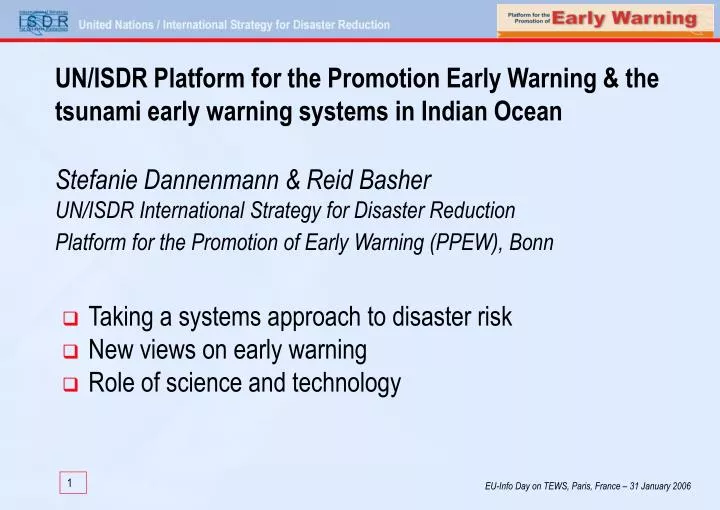 un isdr platform for the promotion early warning the tsunami early warning systems in indian ocean