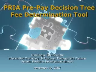 PRIA Pre-Pay Decision Tree Fee Determination Tool