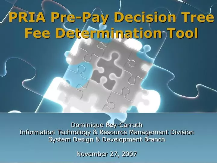 pria pre pay decision tree fee determination tool