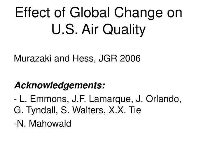 effect of global change on u s air quality
