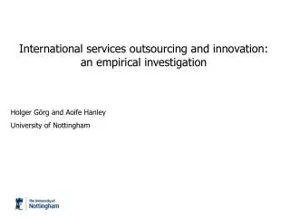 International services outsourcing and innovation: an empirical investigation