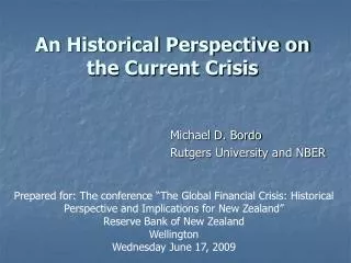 An Historical Perspective on the Current Crisis