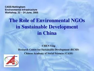 The Role of Environmental NGOs in Sustainable Development in China