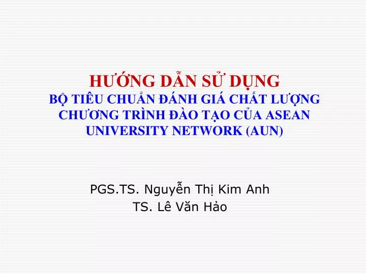 h ng d n s d ng b ti u chu n nh gi ch t l ng ch ng tr nh o t o c a asean university network aun