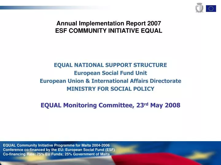 annual implementation report 200 7 esf community initiative equal