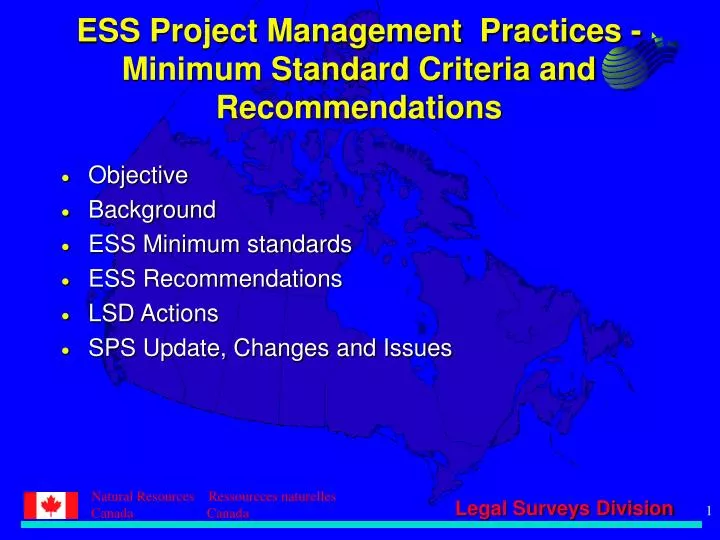 ess project management practices minimum standard criteria and recommendations