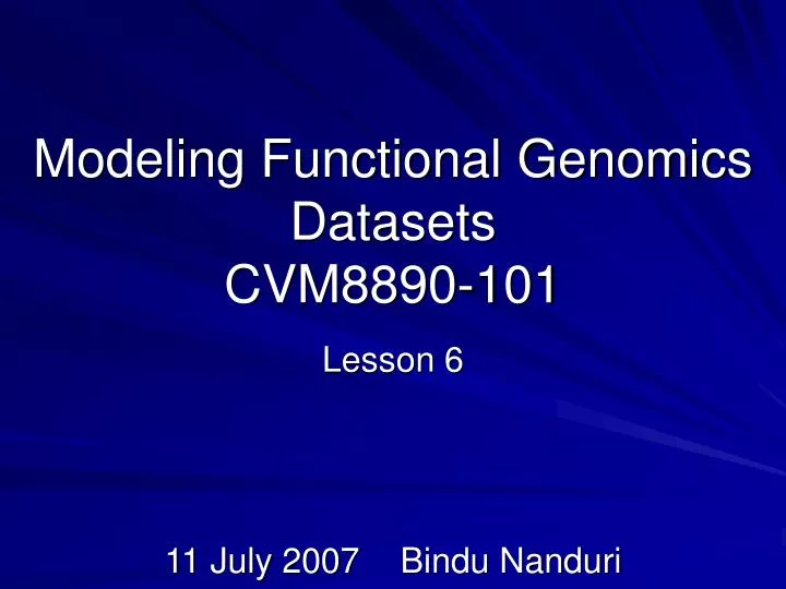 modeling functional genomics datasets cvm8890 101