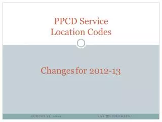 PPCD Service Location Codes