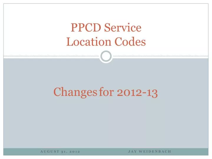ppcd service location codes