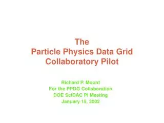 The Particle Physics Data Grid Collaboratory Pilot