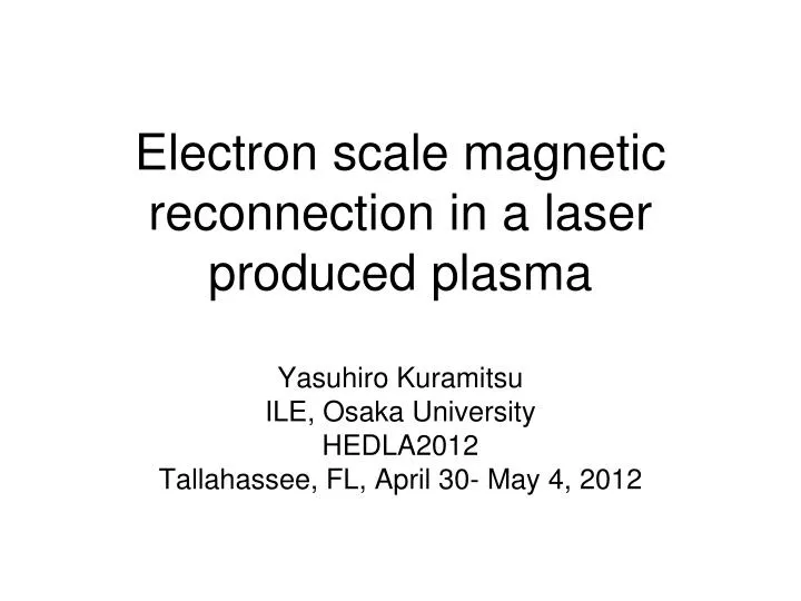 electron scale magnetic reconnection in a laser produced plasma