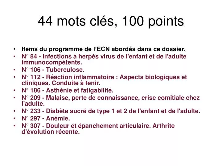 44 mots cl s 100 points