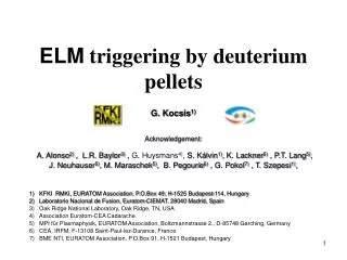 ELM triggering by deuterium pellets