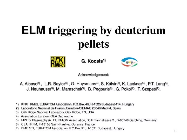 elm triggering by deuterium pellets