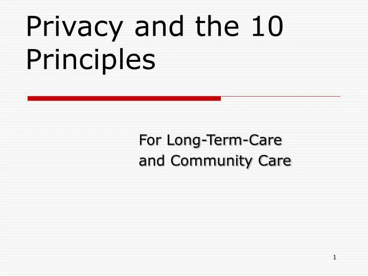 privacy and the 10 principles
