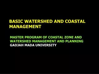 basic watershed and coastal management