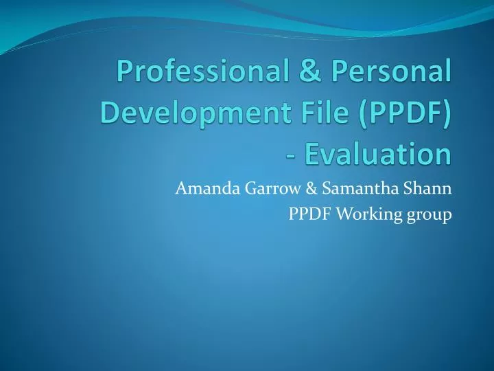 professional personal development file ppdf evaluation
