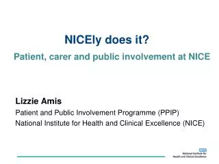 Patient, carer and public involvement at NICE