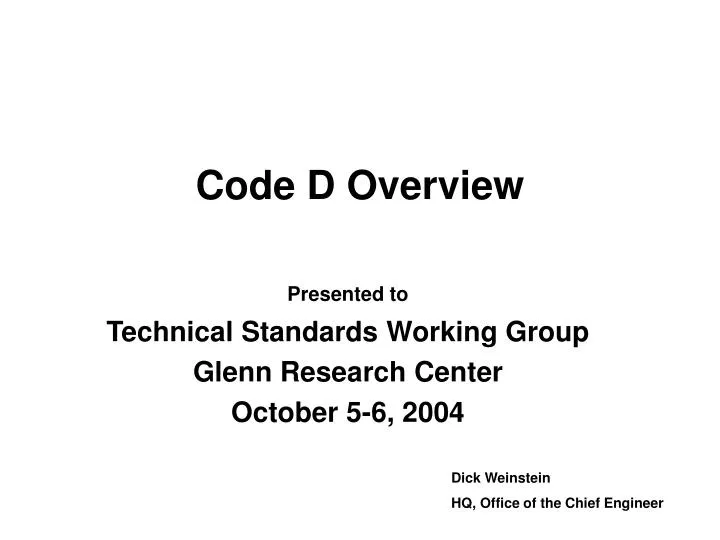 code d overview
