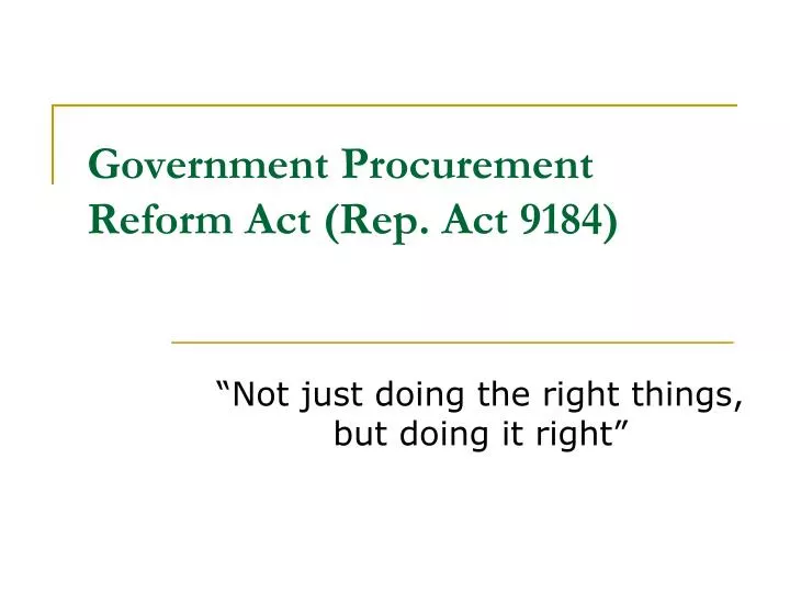 government procurement reform act rep act 9184