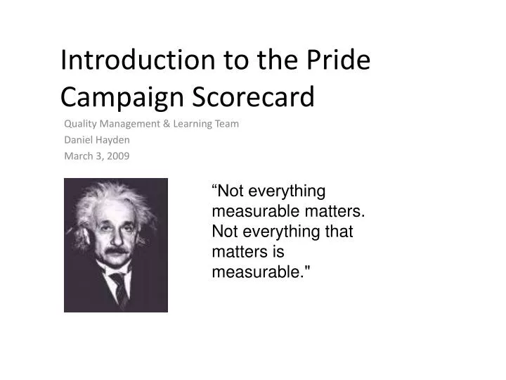 introduction to the pride campaign scorecard