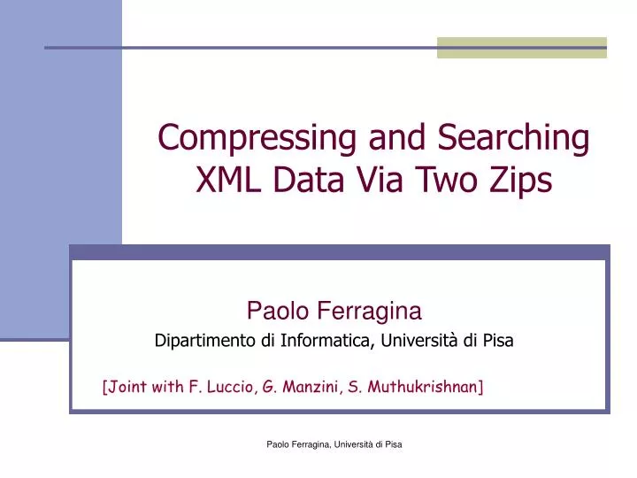 compressing and searching xml data via two zips