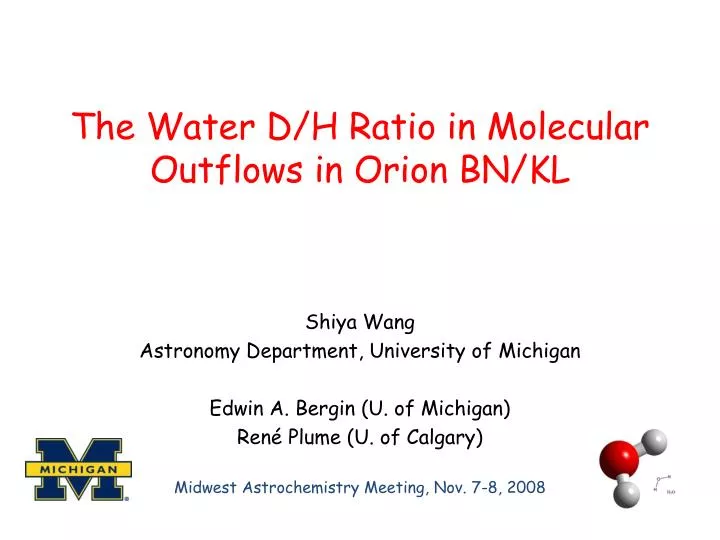 the water d h ratio in molecular outflows in orion bn kl