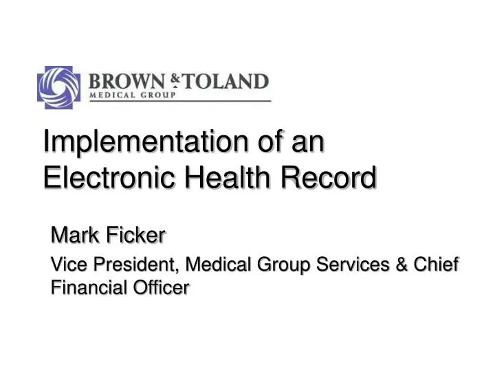 implementation of an electronic health record