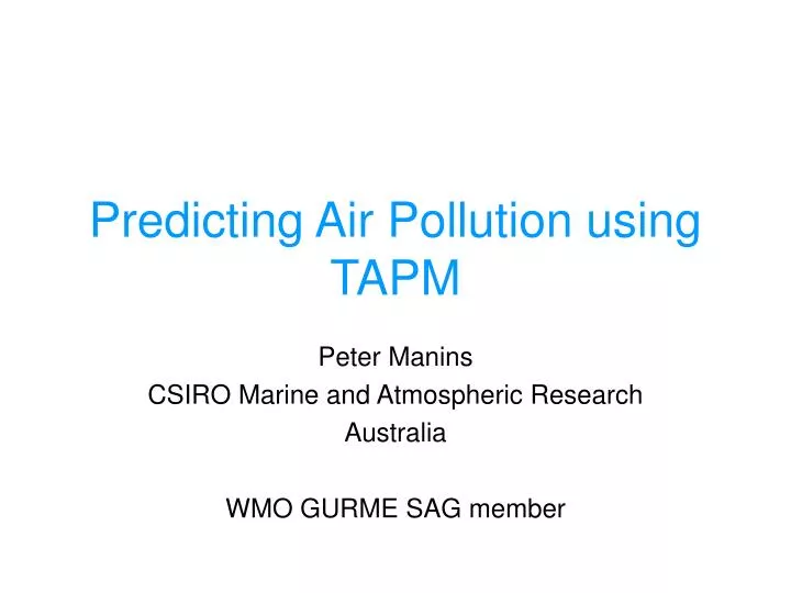 predicting air pollution using tapm