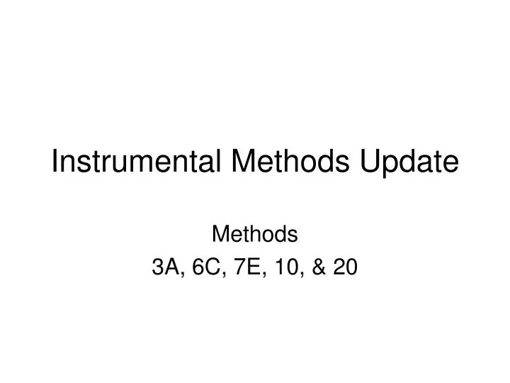 instrumental methods update