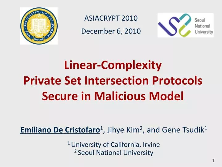 linear complexity private set intersection protocols secure in malicious model