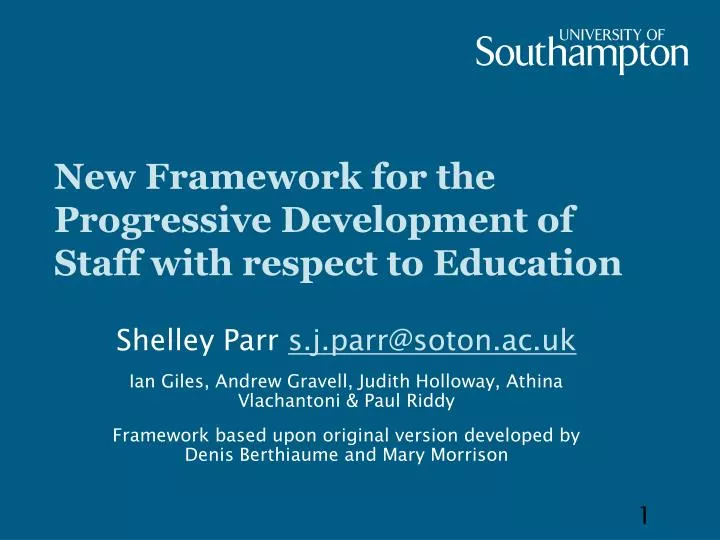 new framework for the progressive development of staff with respect to education