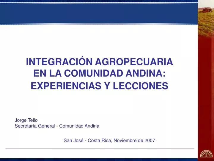 integraci n agropecuaria en la comunidad andina experiencias y lecciones