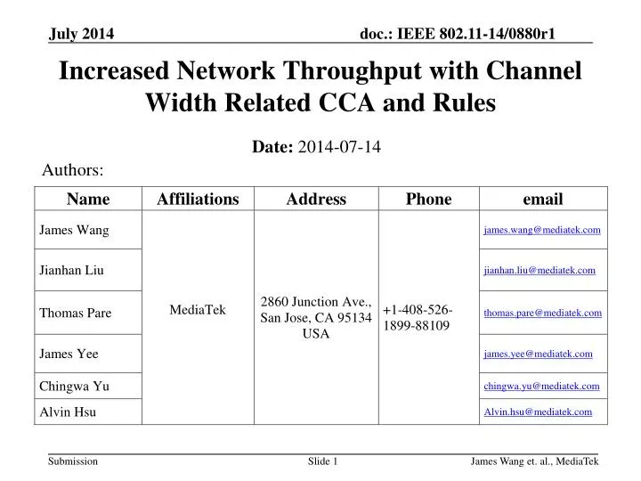 increased network throughput with channel width related cca and rules