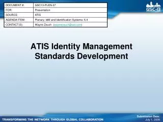 ATIS Identity Management Standards Development