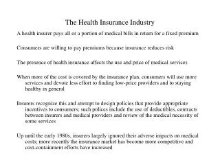 The Health Insurance Industry