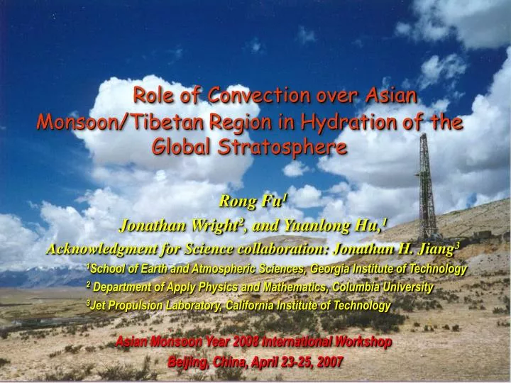 role of convection over asian monsoon tibetan region in hydration of the global stratosphere