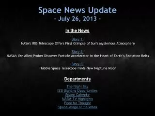 Space News Update - July 26, 2013 -
