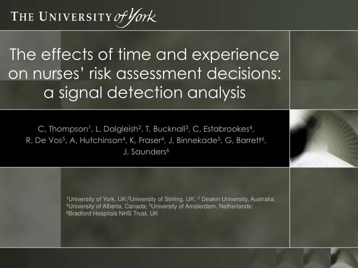 the effects of time and experience on nurses risk assessment decisions a signal detection analysis