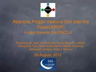 Absolute Proper motions Out side the Plane(APOP)