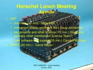 Herschel Lunch Meeting Agenda