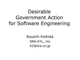 Desirable Government Action for Software Engineering