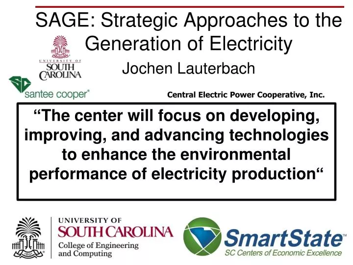 sage strategic approaches to the generation of electricity jochen lauterbach