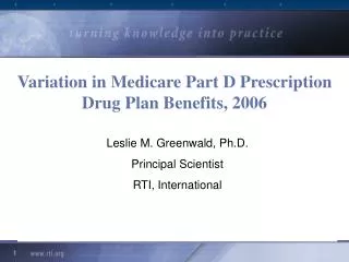 Variation in Medicare Part D Prescription Drug Plan Benefits, 2006