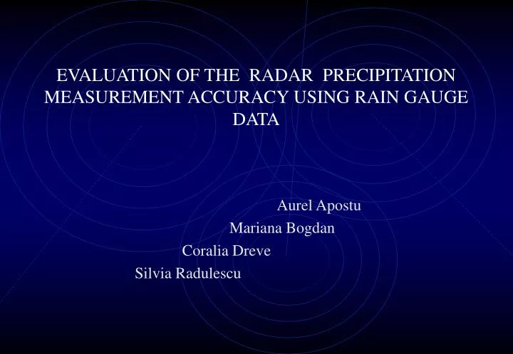 evaluation of the radar precipitation measurement accuracy using rain gauge data