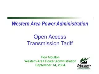 Western Area Power Administration Open Access Transmission Tariff