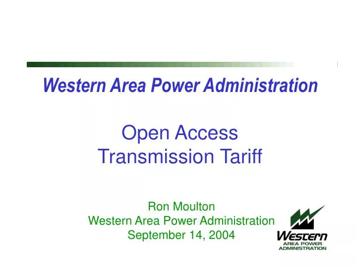 western area power administration open access transmission tariff